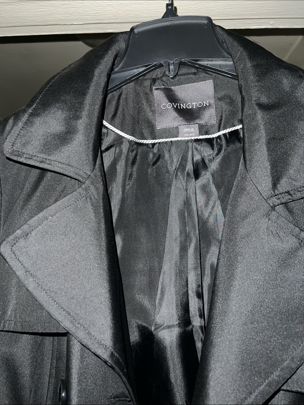 Covington Black Double-Breasted Trench Coat